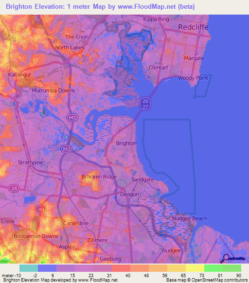 Brighton,Australia Elevation Map
