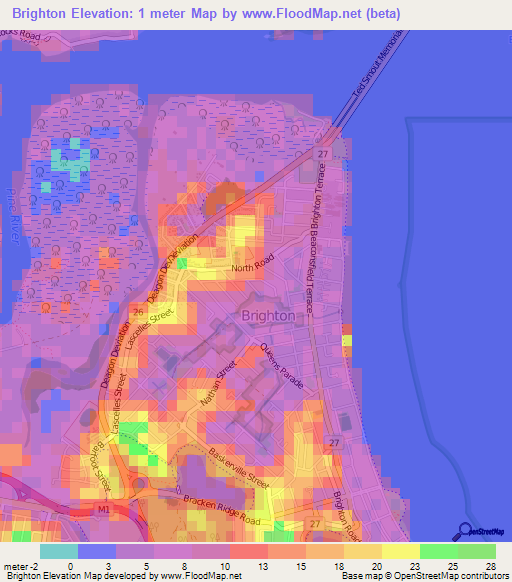 Brighton,Australia Elevation Map