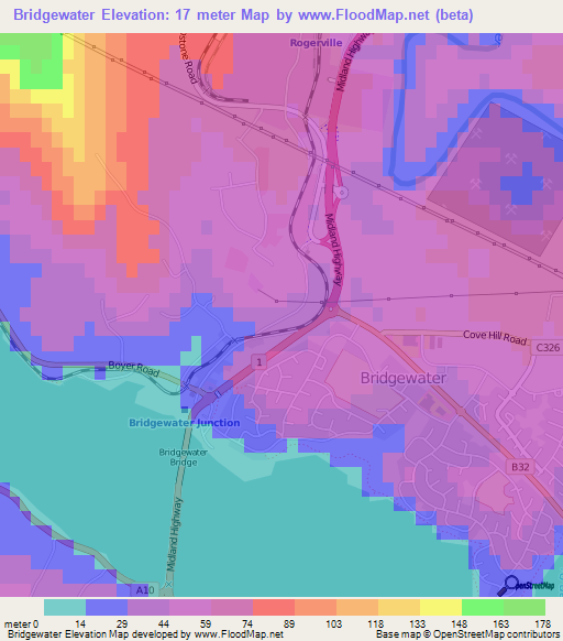 Bridgewater,Australia Elevation Map