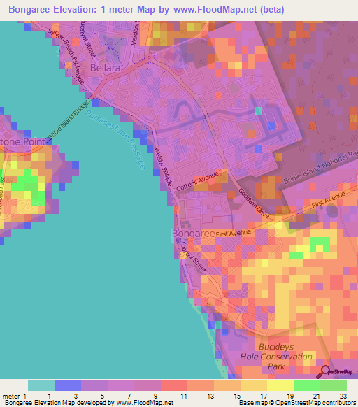 Bongaree,Australia Elevation Map