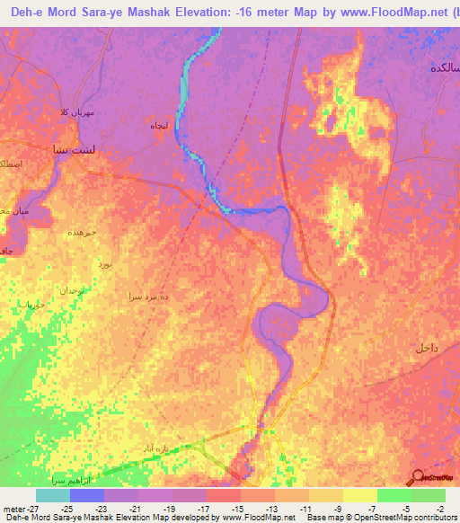 Deh-e Mord Sara-ye Mashak,Iran Elevation Map