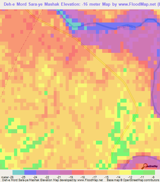 Deh-e Mord Sara-ye Mashak,Iran Elevation Map