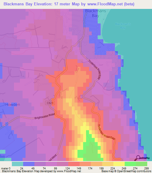 Blackmans Bay,Australia Elevation Map
