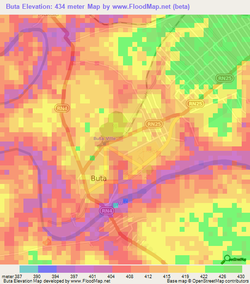 Buta,Congo (Kinshasa) Elevation Map
