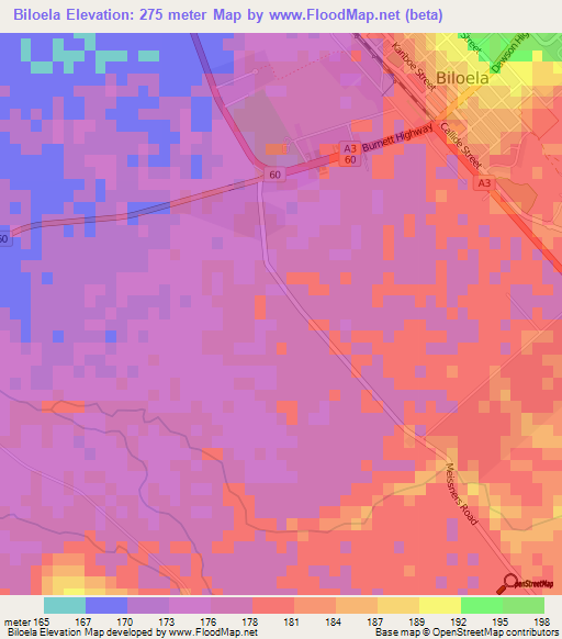 Biloela,Australia Elevation Map