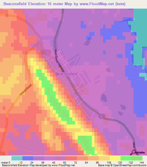 Beaconsfield,Australia Elevation Map