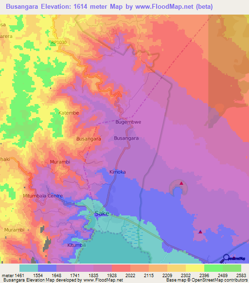 Busangara,Congo (Kinshasa) Elevation Map