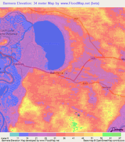 Barmera,Australia Elevation Map