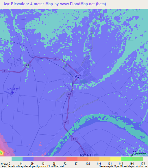 Ayr,Australia Elevation Map