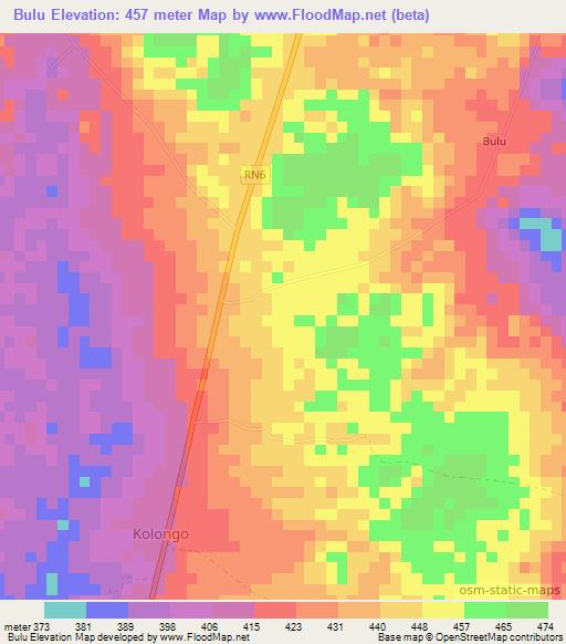 Bulu,Congo (Kinshasa) Elevation Map