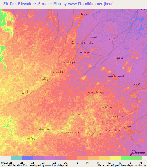 Zir Deh,Iran Elevation Map