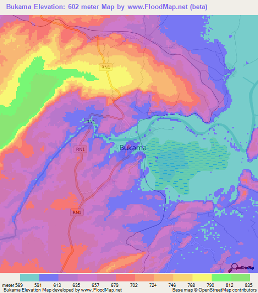 Bukama,Congo (Kinshasa) Elevation Map
