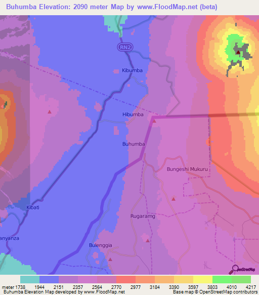 Buhumba,Congo (Kinshasa) Elevation Map