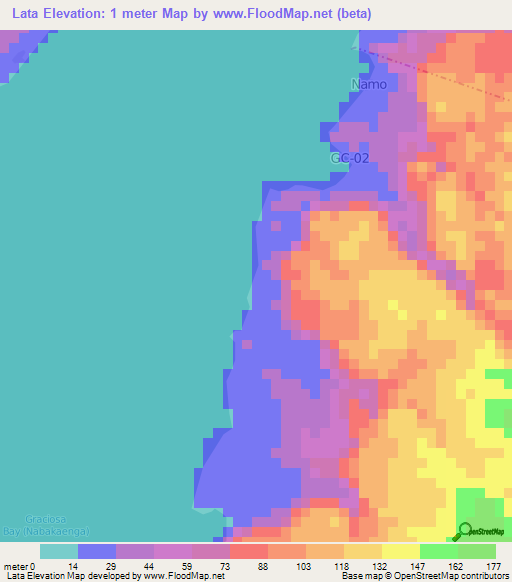 Lata,Solomon Islands Elevation Map