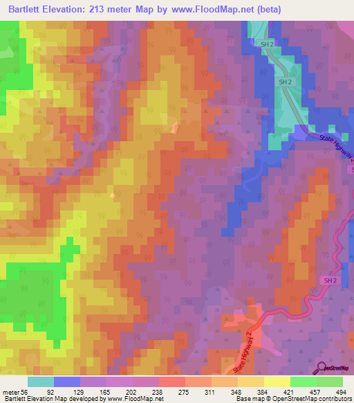 Bartlett,New Zealand Elevation Map