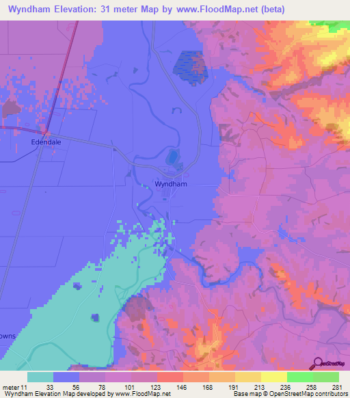 Wyndham,New Zealand Elevation Map