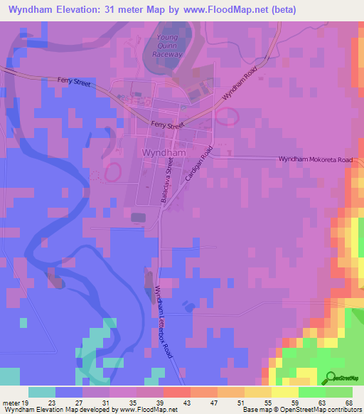 Wyndham,New Zealand Elevation Map