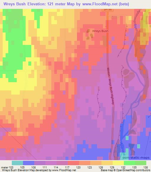 Wreys Bush,New Zealand Elevation Map
