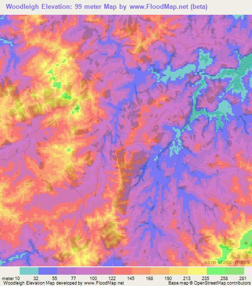 Woodleigh,New Zealand Elevation Map