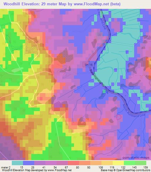 Woodhill,New Zealand Elevation Map