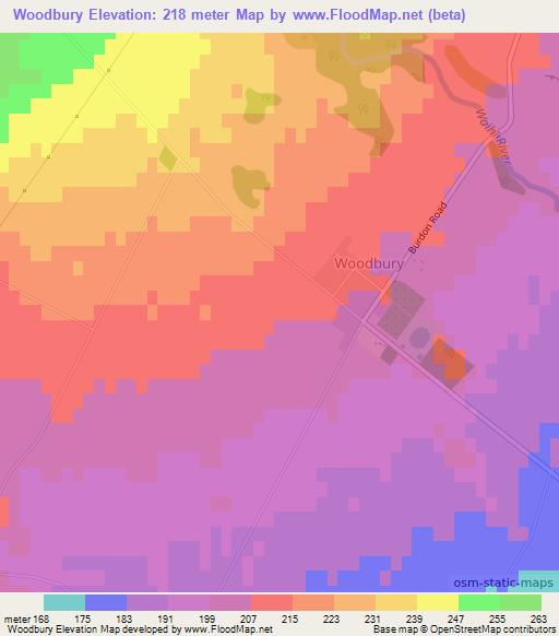 Woodbury,New Zealand Elevation Map