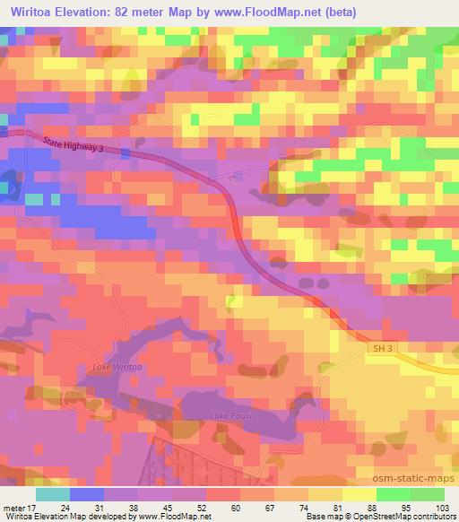 Wiritoa,New Zealand Elevation Map