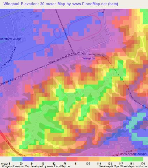 Wingatui,New Zealand Elevation Map