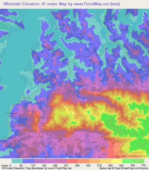 Whirinaki,New Zealand Elevation Map