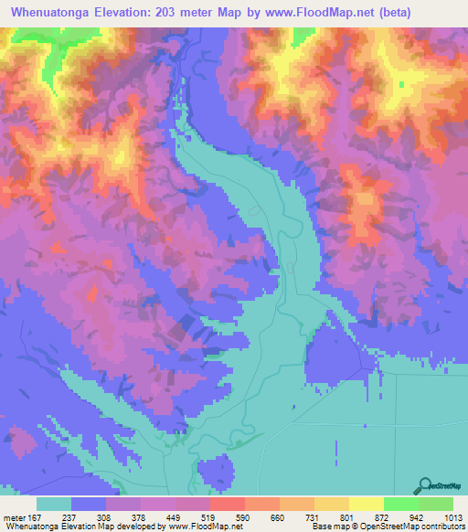 Whenuatonga,New Zealand Elevation Map