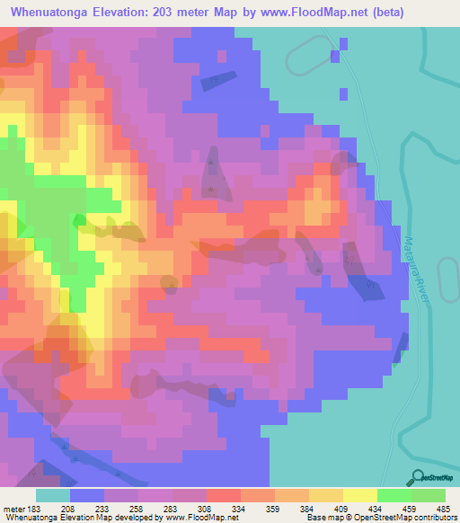 Whenuatonga,New Zealand Elevation Map