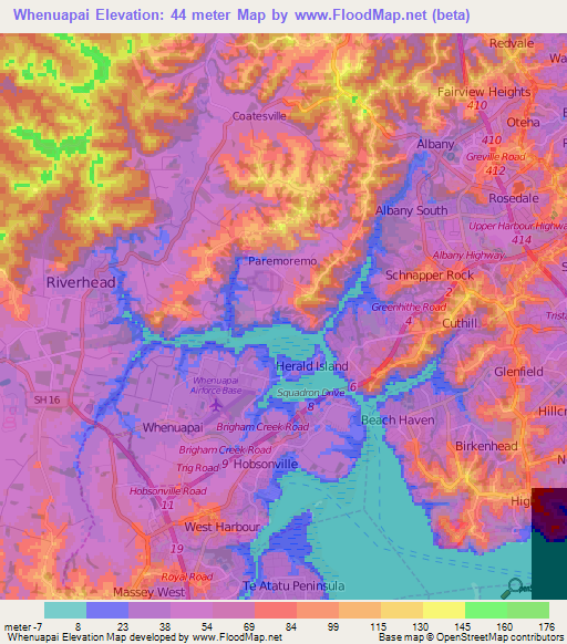 Whenuapai,New Zealand Elevation Map