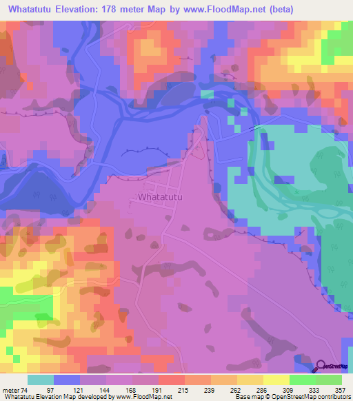 Whatatutu,New Zealand Elevation Map