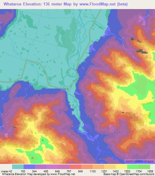 Whataroa,New Zealand Elevation Map