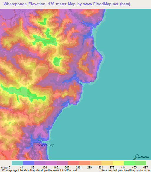 Whareponga,New Zealand Elevation Map