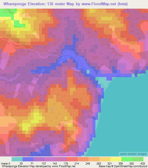Whareponga,New Zealand Elevation Map