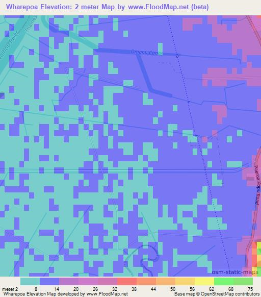 Wharepoa,New Zealand Elevation Map