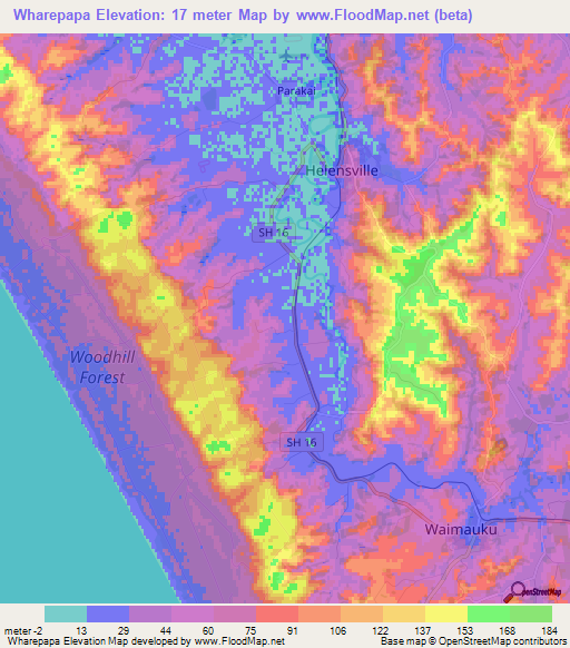 Wharepapa,New Zealand Elevation Map