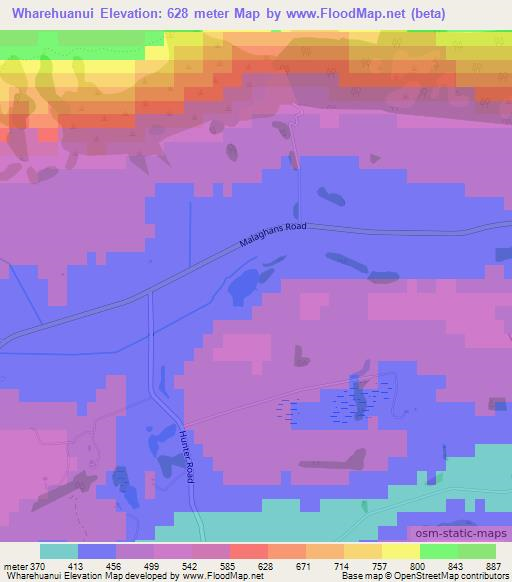 Wharehuanui,New Zealand Elevation Map