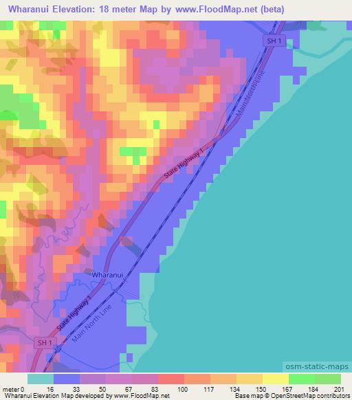 Wharanui,New Zealand Elevation Map