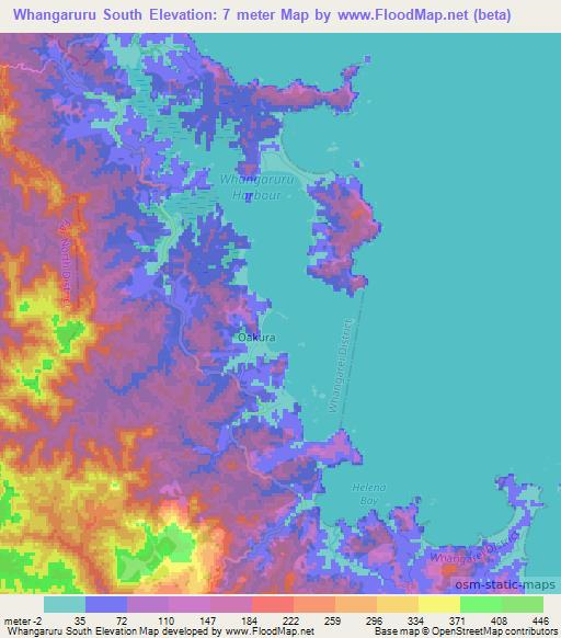 Whangaruru South,New Zealand Elevation Map