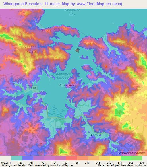 Whangaroa,New Zealand Elevation Map
