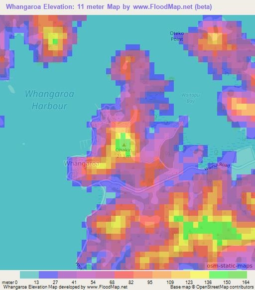 Whangaroa,New Zealand Elevation Map