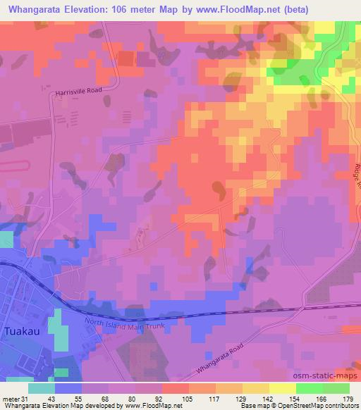 Whangarata,New Zealand Elevation Map