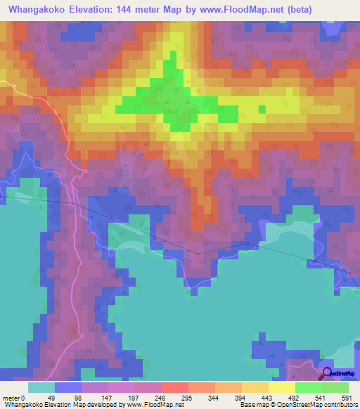 Whangakoko,New Zealand Elevation Map