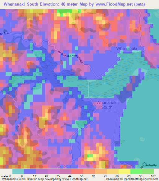 Whananaki South,New Zealand Elevation Map
