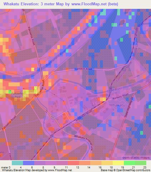 Whakatu,New Zealand Elevation Map