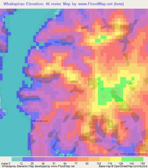 Whakapirau,New Zealand Elevation Map