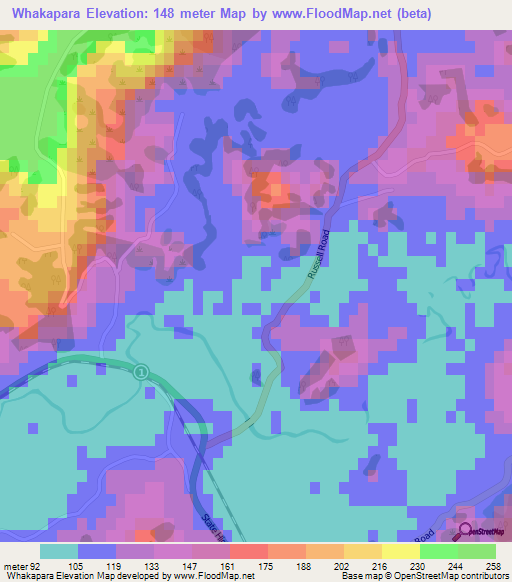 Whakapara,New Zealand Elevation Map