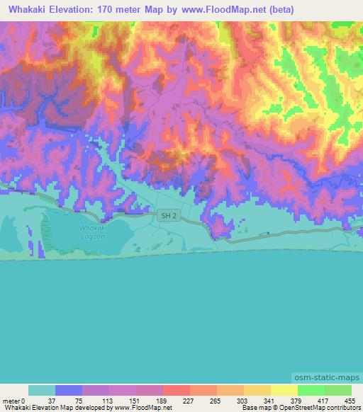 Whakaki,New Zealand Elevation Map