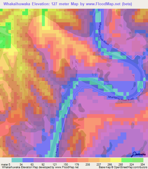 Whakaihuwaka,New Zealand Elevation Map